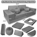 GustoWave Kids Couch 12PCS, Modular Kids Play Couch for Inspiring Child Creativity, Toddler Couch Child Sectional Sofa