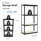 Acekool 4-Tier Adjustable Metal Garage Shelving Unit, Boltless Assembly Storage Rack, Heavy Duty Steel Shelves for Kitchen, Garage, or Workshop