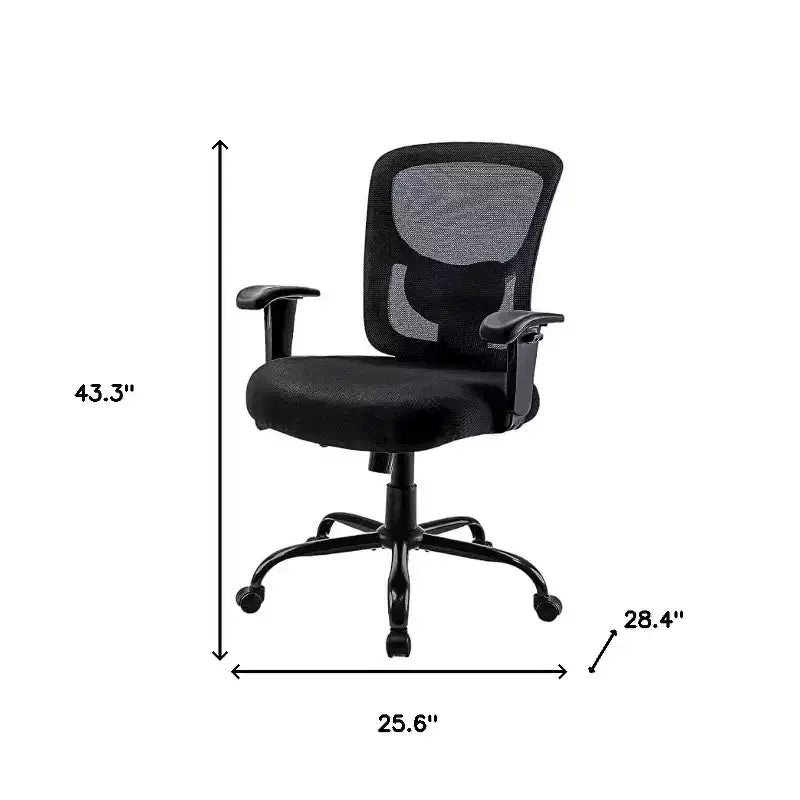 HomeRoots Black Fabric Mesh and Steel Adjustable Swivel Rolling Executive Office Chair