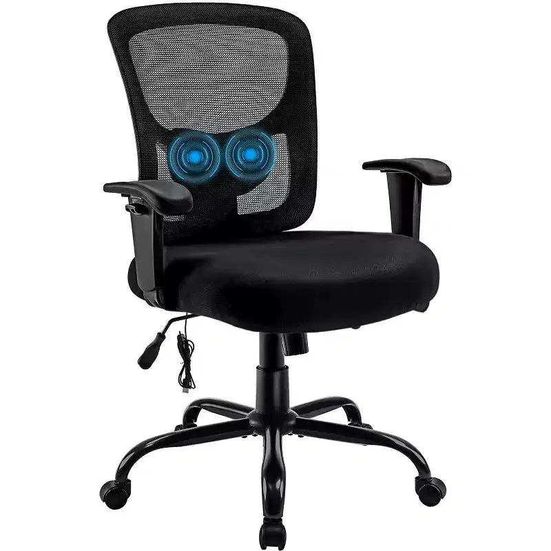 HomeRoots Black Fabric Mesh and Steel Adjustable Swivel Rolling Executive Office Chair
