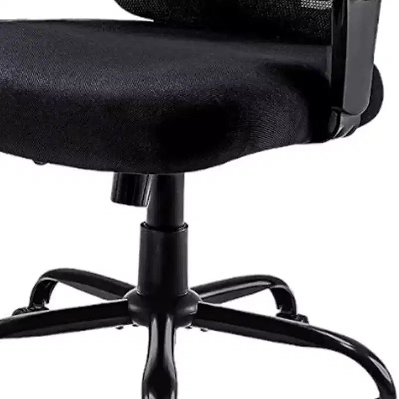 HomeRoots Black Fabric Mesh and Steel Adjustable Swivel Rolling Executive Office Chair