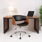 HomeRoots Brown Black and Silver Adjustable Height Swivel Rolling Office Chair