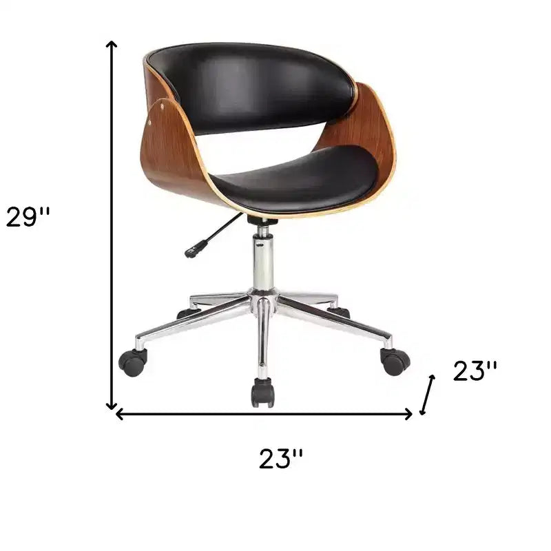 HomeRoots Brown Black and Silver Adjustable Height Swivel Rolling Office Chair