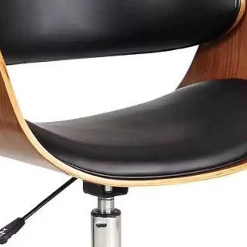 HomeRoots Brown Black and Silver Adjustable Height Swivel Rolling Office Chair
