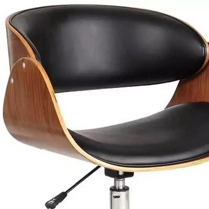HomeRoots Brown Black and Silver Adjustable Height Swivel Rolling Office Chair