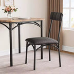 Modern Rustic Square Dining Set, 29.2' L x W 30.1' H Table, 33.7' 18.4' 17' Chairs, 2 Person, Metal & MDF, Easy Assembly, Space-Saving