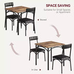 Modern Rustic Square Dining Set, 29.2' L x W 30.1' H Table, 33.7' 18.4' 17' Chairs, 2 Person, Metal & MDF, Easy Assembly, Space-Saving
