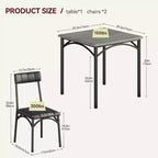Modern Rustic Square Dining Set, 29.2' L x W 30.1' H Table, 33.7' 18.4' 17' Chairs, 2 Person, Metal & MDF, Easy Assembly, Space-Saving