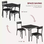 Modern Rustic Square Dining Set, 29.2' L x W 30.1' H Table, 33.7' 18.4' 17' Chairs, 2 Person, Metal & MDF, Easy Assembly, Space-Saving