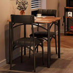 Modern Rustic Square Dining Set, 29.2' L x W 30.1' H Table, 33.7' 18.4' 17' Chairs, 2 Person, Metal & MDF, Easy Assembly, Space-Saving