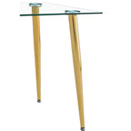 Okak Dining Table for Small Space, Contemporary Rectangle Tempered Glass Dining Table with Metal Legs for 4 People
