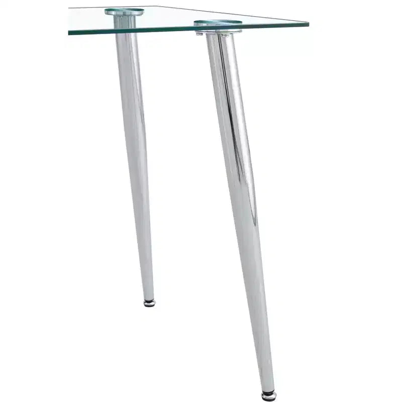 Okak Dining Table for Small Space, Contemporary Rectangle Tempered Glass Dining Table with Metal Legs for 4 People