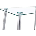 Okak Dining Table for Small Space, Contemporary Rectangle Tempered Glass Dining Table with Metal Legs for 4 People