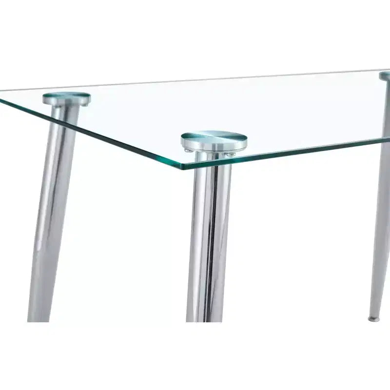 Okak Dining Table for Small Space, Contemporary Rectangle Tempered Glass Dining Table with Metal Legs for 4 People