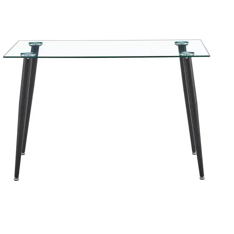 Okak Dining Table for Small Space, Contemporary Rectangle Tempered Glass Dining Table with Metal Legs for 4 People