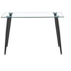 Okak Dining Table for Small Space, Contemporary Rectangle Tempered Glass Dining Table with Metal Legs for 4 People