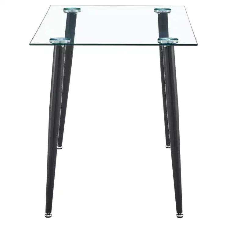 Okak Dining Table for Small Space, Contemporary Rectangle Tempered Glass Dining Table with Metal Legs for 4 People