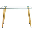 Okak Dining Table for Small Space, Contemporary Rectangle Tempered Glass Dining Table with Metal Legs for 4 People