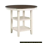 Okak Round Dining Table Transitional Style for Small Space, Counter Height Table with 2 Display Shelves for Living Room, Office, Kitchen