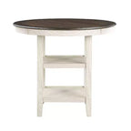 Okak Round Dining Table Transitional Style for Small Space, Counter Height Table with 2 Display Shelves for Living Room, Office, Kitchen