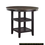 Okak Round Dining Table Transitional Style for Small Space, Counter Height Table with 2 Display Shelves for Living Room, Office, Kitchen