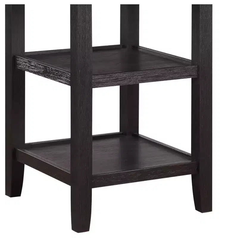 Okak Round Dining Table Transitional Style for Small Space, Counter Height Table with 2 Display Shelves for Living Room, Office, Kitchen