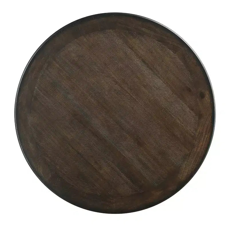 Okak Round Dining Table Transitional Style for Small Space, Counter Height Table with 2 Display Shelves for Living Room, Office, Kitchen