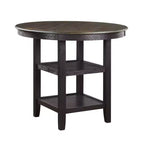 Okak Round Dining Table Transitional Style for Small Space, Counter Height Table with 2 Display Shelves for Living Room, Office, Kitchen