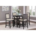 Okak Round Dining Table Transitional Style for Small Space, Counter Height Table with 2 Display Shelves for Living Room, Office, Kitchen