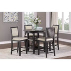 Okak Round Dining Table Transitional Style for Small Space, Counter Height Table with 2 Display Shelves for Living Room, Office, Kitchen