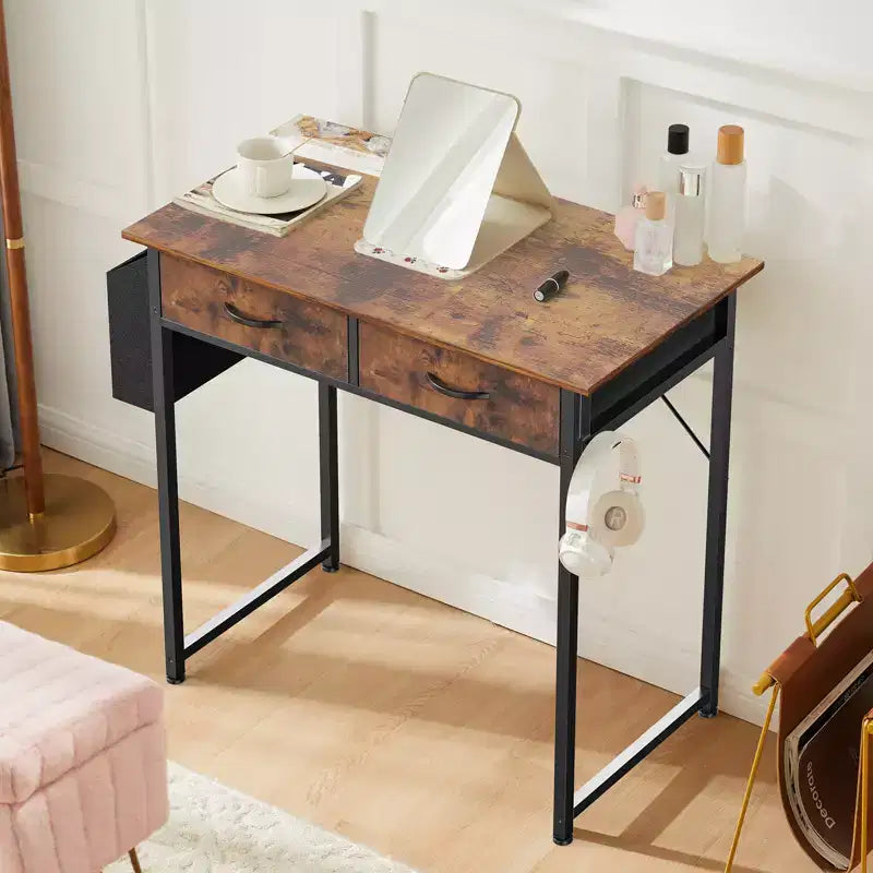 Computer Desk with Storage, Small Home Office Writing Study PC Table with Fabric Side Bag & Headphone Hook, Metal Frame 32 x 15.7 x 30.6)