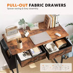 Computer Desk with Storage, Small Home Office Writing Study PC Table with Fabric Side Bag & Headphone Hook, Metal Frame 32 x 15.7 x 30.6)
