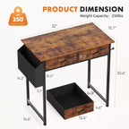 Computer Desk with Storage, Small Home Office Writing Study PC Table with Fabric Side Bag & Headphone Hook, Metal Frame 32 x 15.7 x 30.6)