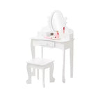Kids' Vanity Set with Mirror, Makeup Table and Stool Vanity Desk and Chair with Wood Makeup Playset for 4-9 Girls