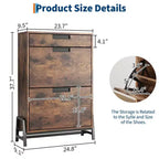 GustoWave Shoe Storage Organizer with 2 Flip Drawers and 1 Drawer, Freestanding Narrow Shoe Rack, Shoe Storage Organizer
