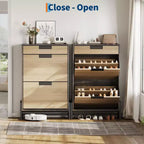 GustoWave Shoe Storage Organizer with 2 Flip Drawers and 1 Drawer, Freestanding Narrow Shoe Rack, Shoe Storage Organizer
