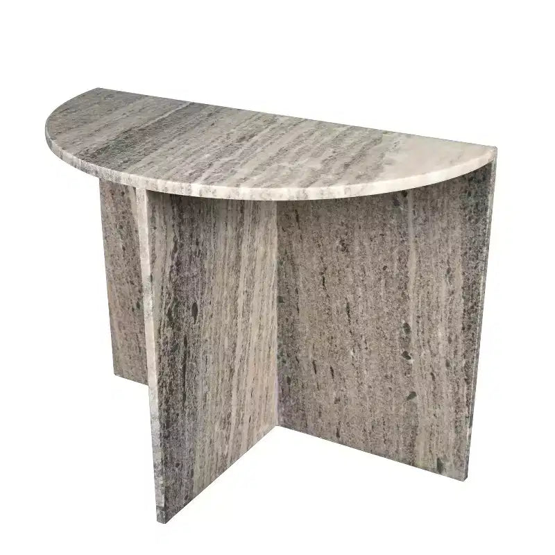 JONATHAN Y Patrice 20 Art Deco Minimalist Natural Marble Handmade Demilune Side Table