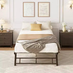 Twin Trundle Bed Frame - Pop Up Metal Platform with Lockable Casters, Foldable Design for Guest Rooms & Sleepovers