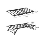 Twin Trundle Bed Frame - Pop Up Metal Platform with Lockable Casters, Foldable Design for Guest Rooms & Sleepovers