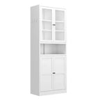 Okak 61 Armadio da dispensa da cucina autoportante, mobile contenitore regolabile con 4 ripiani, armadietto in metallo resistente per sala da pranzo/soggiorno