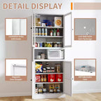 Okak 61 Armadio da dispensa da cucina autoportante, mobile contenitore regolabile con 4 ripiani, armadietto in metallo resistente per sala da pranzo/soggiorno