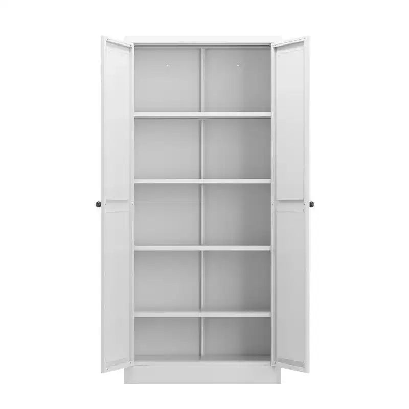Okak 61 Armadio da dispensa da cucina autoportante, mobile contenitore regolabile con 4 ripiani, armadietto in metallo resistente per sala da pranzo/soggiorno