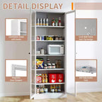 Okak 61 Armadio da dispensa da cucina autoportante, mobile contenitore regolabile con 4 ripiani, armadietto in metallo resistente per sala da pranzo/soggiorno
