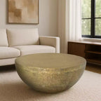 Royal Hampton Coffee Table | 36 Inch Round Bowl Base with Hand Etched Texture