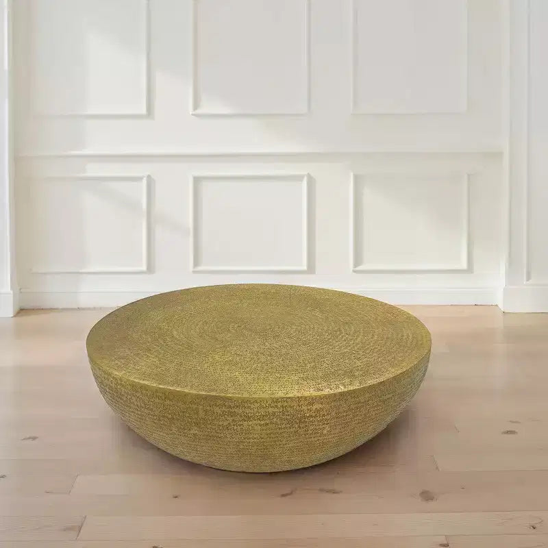 Royal Hampton Coffee Table | 36 Inch Round Bowl Base with Hand Etched Texture