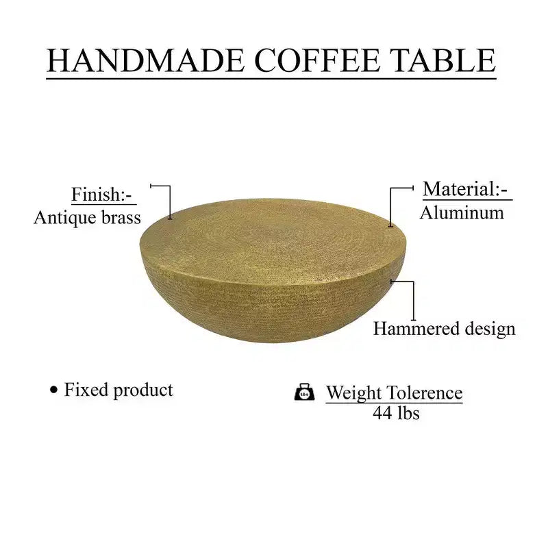 Royal Hampton Coffee Table | 36 Inch Round Bowl Base with Hand Etched Texture