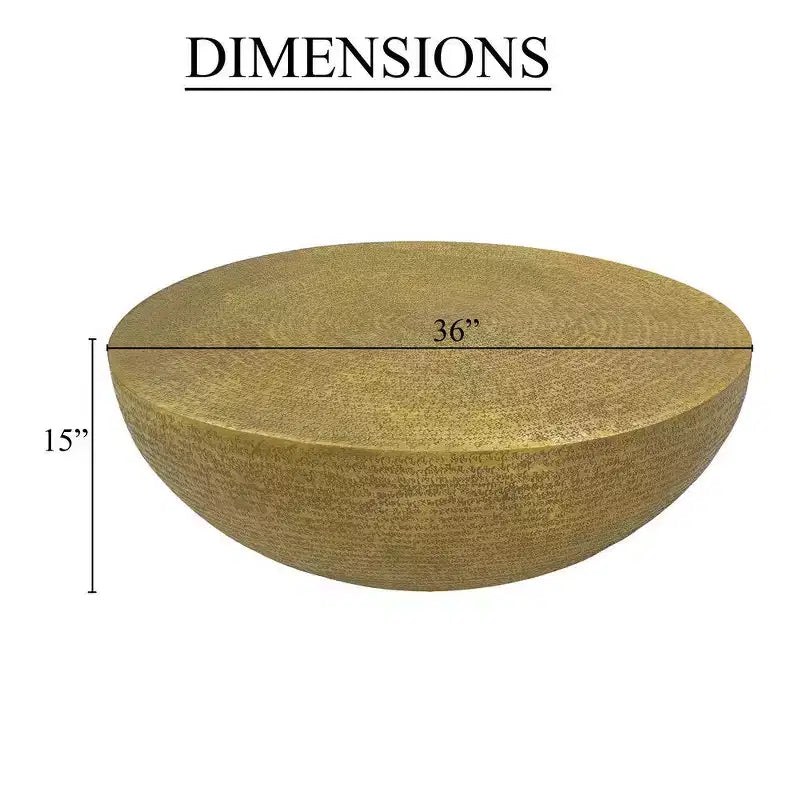 Royal Hampton Coffee Table | 36 Inch Round Bowl Base with Hand Etched Texture