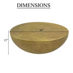 Royal Hampton Coffee Table | 36 Inch Round Bowl Base with Hand Etched Texture