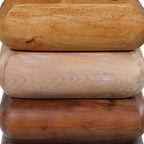 Royal Hampton 18 Inch Side End Table, Sculptural Stacked Design, Mango and Acacia Wood
