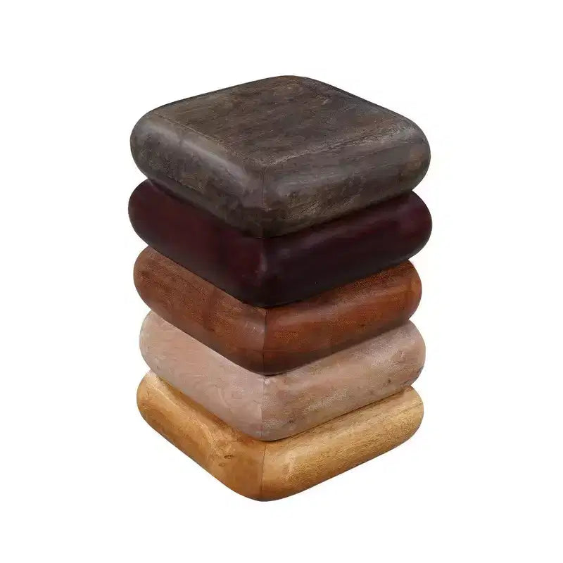 Royal Hampton 18 Inch Side End Table, Sculptural Stacked Design, Mango and Acacia Wood